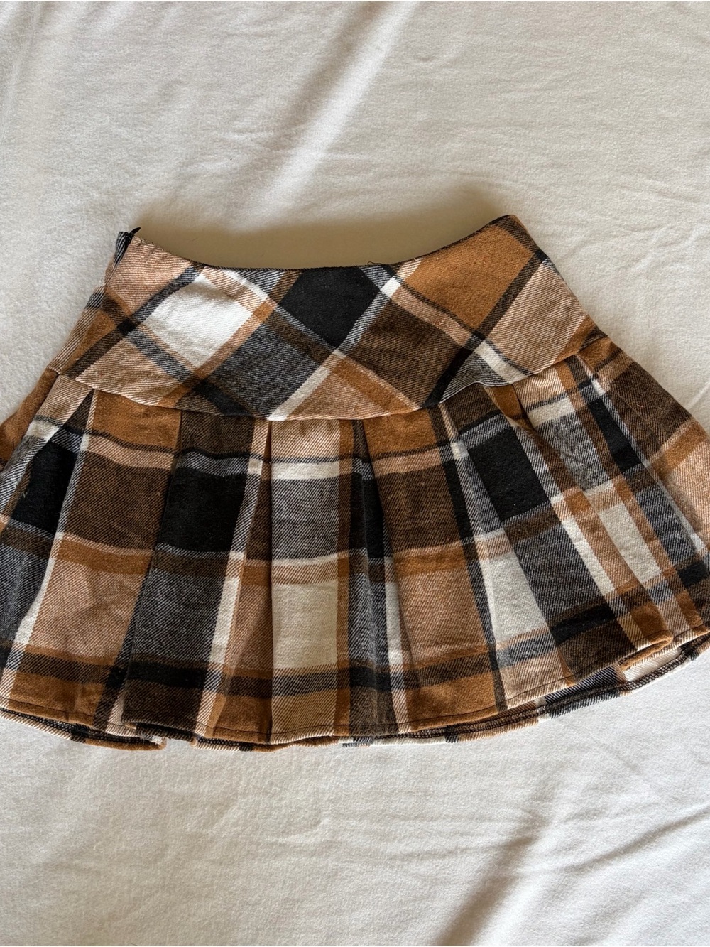 SHEIN Brown Plaid Pleated Mini Skirt Academia Grunge Coquette Y2K Style